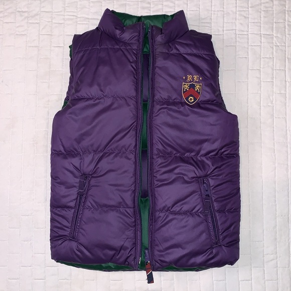 Ralph Lauren Polo Reversible Down Feather Puffer Vest, Purple & Green, Size 6X - Picture 9 of 16